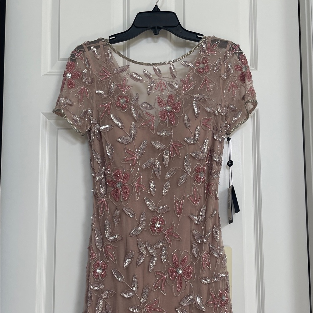 Adrianna Papell Blush Floral Embroidered Dress
